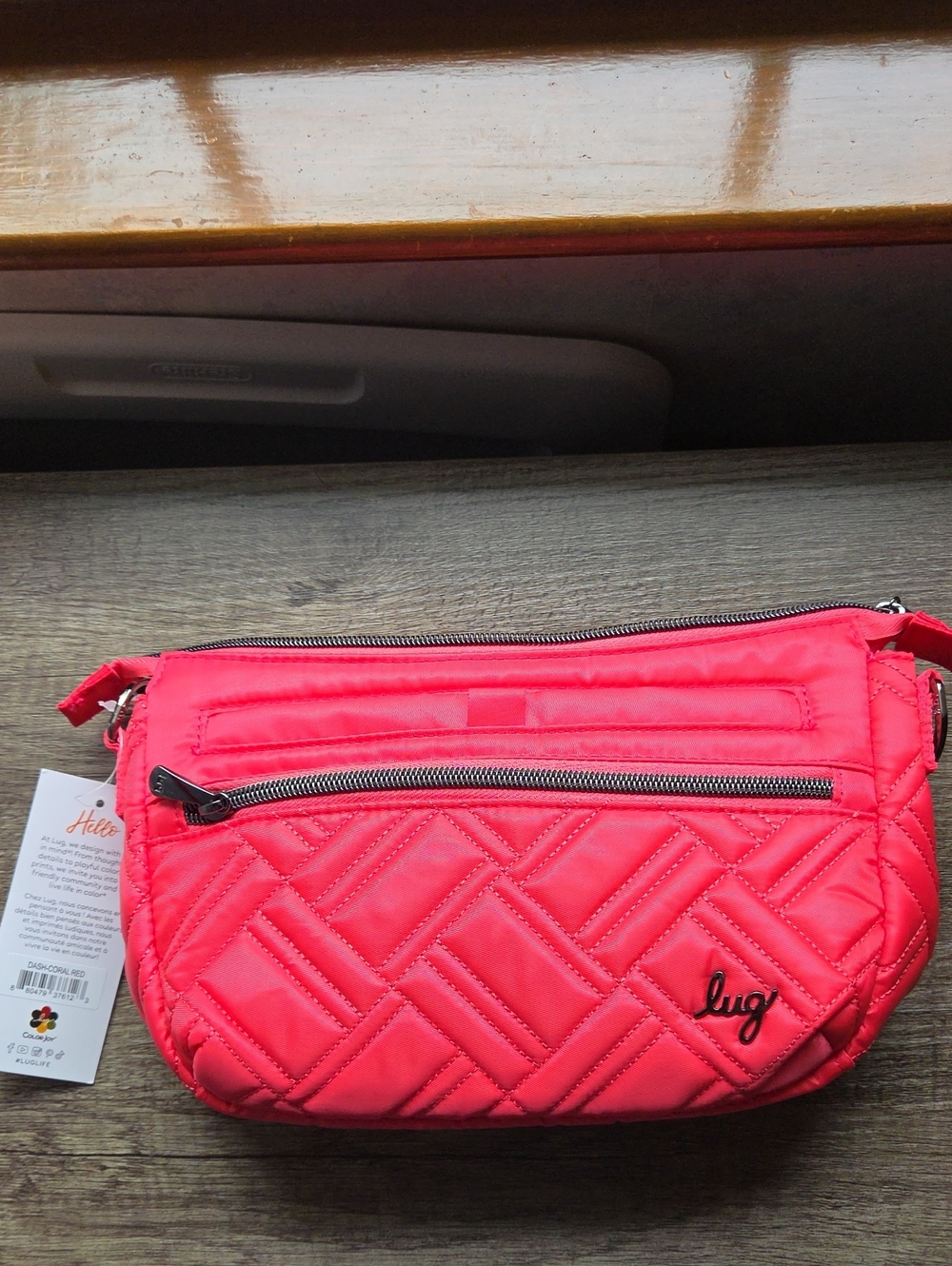Lug Quilted Crossbody Bag in Coral Red